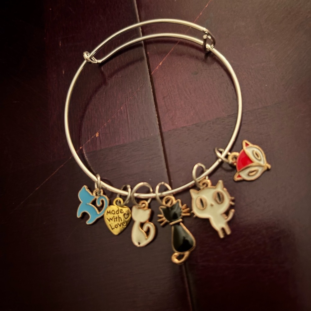 Charming Silver Bracelet with Cat Charms